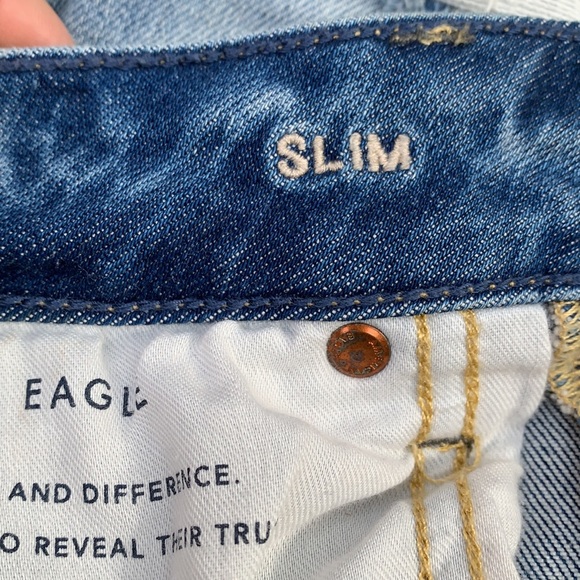 American Eagle light blue distressed “next level airflex” slim jeans - Picture 8 of 9